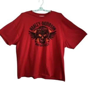 Harley Davidson Camicia Uomo 3XL Teschio Grafica Rosso Casual Motociclista - Foto 1 di 7