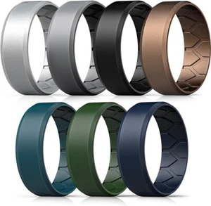 7er Set Innenrillen Silikon Ehering Band Gummi Herren Damen Flexi Gym - Bild 1 von 13