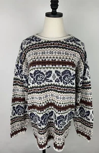 Suéter Rosa Vintage Años 90 M Tono Tierra Isla Justa Tejido Floral Grunge Esquí Bohemio - Imagen 1 de 10