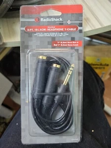 3 Foot Headphone Y-Cable 1/4” Stereo Male To Dual 1/4” (6.3 mm) Stereo Female - Picture 1 of 4