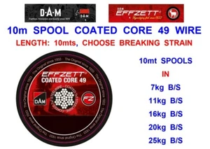 DAM EFFZETT 10m SPOOL COATED CORE 49 STRAND STAINLESS STEEL TRACE WIRE LEADER - Picture 1 of 6
