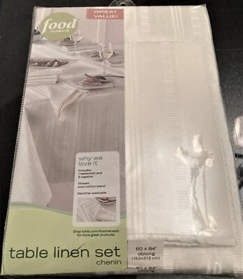 Food Network Table Linen 7 Pc Set Tablecloth Napkins Ivory/Cream Sz 60 x 84 NWT - Image 1 of 2