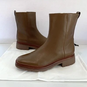 Vince Remi Stiefel Leder Moto Blockabsatz Booties dunkel taupe Gr. 9,5 NEU - Bild 1 von 8