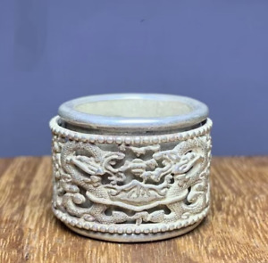 Antique shop collects Miao silver Rotatable Carved Dragon Rings
