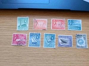 QEII Aden 1953. 9 different Stamps Used Combine Postage - Picture 1 of 1