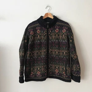 Chaqueta suéter con cremallera completa de mezcla de lana de diseño islandés para mujer talla grande - Imagen 1 de 12