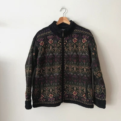 Icelandic Design Wool Blend Full Zip Sweater Jacket Women's Size Large - Image 1 of 4