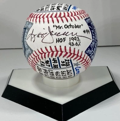 Reggie Jackson NY Yankees Signed Hand Painted VCBC Superstats Baseball JSA COA - Image 1 of 4