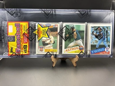 Paquete de rack de béisbol Topps 1985 BBCE Kirby Puckett, Nolan Ryan, Willie McCovey Top Foto 1 de 4