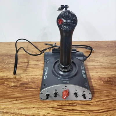 Saitek AV8R-01 USB Joystick Control PC Dual Throttle Flight Stick Aviator Tested - Image 1 of 4