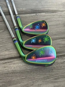 3 Cleveland Tour Wedges 48*, 52*, 58* PVD Masters Green Finish with Pond Splash - Picture 1 of 8