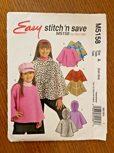 McCall's M5158 Easy Stitch 'n Save Children and Girls Poncho Size "A" Uncut - Picture 1 of 2