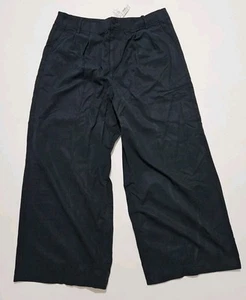 Madewell The Harlow Damenhose weites Bein drapierter Twill P14 Petitte 14 schwarz - Bild 1 von 3