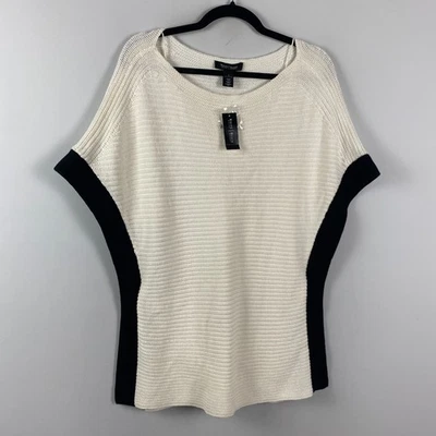 Poncho Suéter Casa Blanca Mercado Negro Bloques de Color Talla Pequeña Crudo Negro Foto 1 de 4