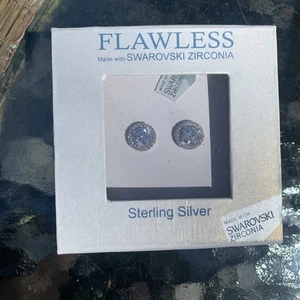 Swarovski Sterling Silver 925 Cubic Zirconia Halo Earrings - Picture 1 of 7