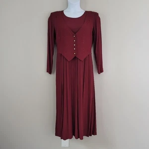 Vintage JUST IN THYME Size 10 Peasant Cottagecore Renaissance Dress with Vest - Picture 1 of 7
