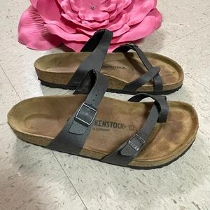 BIRKENSTOCK Mayari Gray Leather Comfort Sandal Shoe Women’s Size 42 US 11 WIDE - Picture 1 of 10