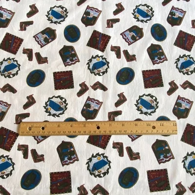 Tela vaquera vintage tema camping sarga de algodón 35x42 Foto 1 de 4