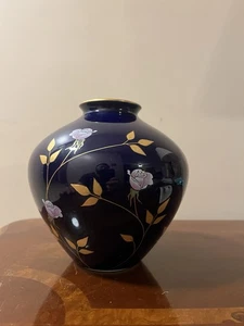 Jarrón Koransha japonés vintage de porcelana azul cobalto - Imagen 1 de 12