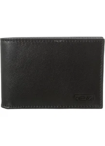 NEW Tumi DELTA Slim Single Billfold Wallet  - 100% BLACK LEATHER - Picture 1 of 4