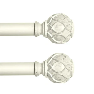 White Farmhouse Curtain Rods for Windows:18-45" Heavy Duty Adjustable - Picture 1 of 9