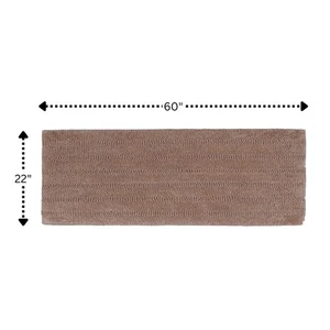 Tappeto bagno KnightsBridge sontuoso a righe cotone peluche super morbido 22" x 60" naturale - Foto 1 di 3
