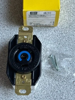 NEW Hubbell HBL2510 Twist-Lock Receptacle, 20A 120/208VAC 3Ph 4 Pole 5 Wire - Image 1 of 3