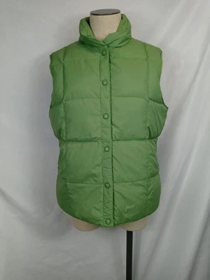 Lands End Goose Down Puffer Vest Womens M Green Quilted Outdoor Gilet Vintage - Image 1 of 4