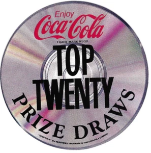 VINTAGE 1980s COCA COLA STICKER! 5" DIAMETER! TOP TWENTY PRIZE DRAWS! AUSTRALIA! - Picture 1 of 1