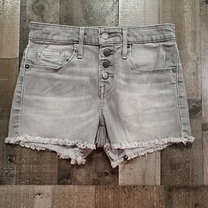 Mossimo Shorts Womens 0/25 Gray Cut-Off High Rise Button-Fly Stretch Light Denim - Picture 1 of 9