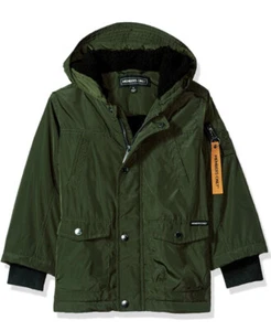 Members Only Boys' Midweight Flight Satin Anorak Coat Jacket Army Green NWT Sz 5 - Picture 1 of 5