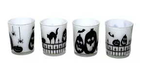 Set 4 portacandele votivi o tea light Halloween bianco e nero - Foto 1 di 4