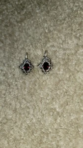 Brighton Earrings “Alcazar Blaze” Leverback Silver Red Swavorski Crystal - Picture 1 of 1