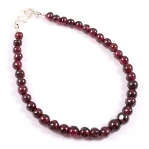 Garnet Beads Anklet Garnet Sphere Shape Beads Anklet 925 Silver 6-6.5 MM 9"