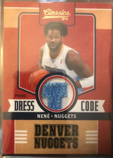 2010-11 CLASSICS NENE GAME WORN SWATCH JERSEY PATCH PRIME GOLD /10 DRESS CODE