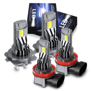 H7+H11/H8/H9 4pcs LED Headlight Bulbs Kit High Low Beam Super Bright 6500K White - Picture 1 of 13
