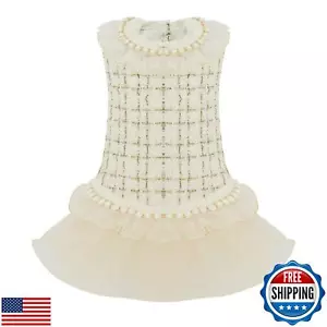 Luxury Pearl Dog Dresses, Lace Tulle Puppy Skirt for Small and Medium Girl Do - Picture 1 of 5
