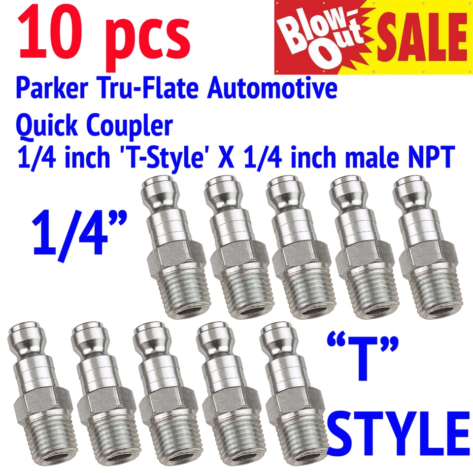 KG USA Tru-Flate Automotive Quick Coupler Air Hose Connector Fittings 1/4 NPT T Style
