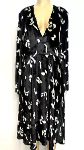 Philosophy di Lorenzo Serafini Dress Black White Velvet Velour V Neck Midi 10 M - Picture 1 of 8