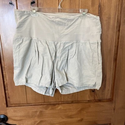Old Navy Maternity Shorts Size L Khaki Linen Blend - Image 1 of 4