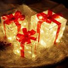 Christmas Decor Lighted Gift Boxes With Bow Light Up Present Box In/Outdoor Orna