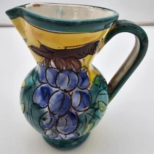 Italian Art Pottery Jug Pitcher Handcarved Handpainted Handmade Signed Italy 213 - Picture 1 of 20