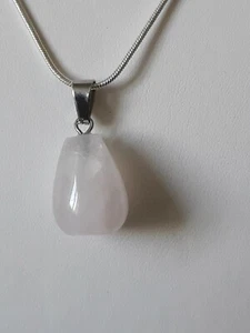 23 kt Rosenquarz Träne und 925 Sterling Silber Kette - Bild 1 von 6