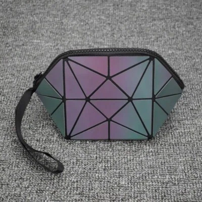 Bolsa de Cosméticos Geométrica, Bolsa de Almacenamiento Luminosa para Damas, Bolsa de Lavado, Gran Capacidad Foto 1 de 4