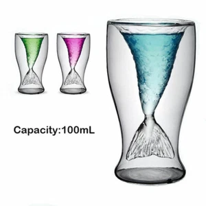 100 ml Creative Mermaid Cup Clear Mermaid Tail Shape Glass Wine Glass Beer Cup - Picture 1 of 4