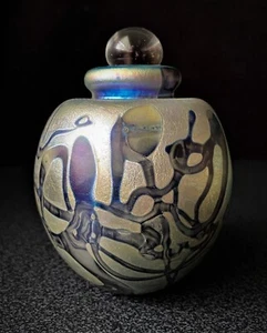 Signed Eickholt Abstract Iridescent Studio Glass Perfume Bottle Dated 1983 - Picture 1 of 11
