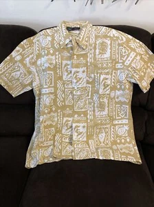 VINTAGE MAUI TRADING CO. MEN'S SIZE L GOLD & WHITE SHORT SLEEVED SHIRT EUC - Picture 1 of 13