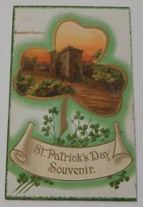 Tarjeta postal del día de San Patricio "Blarney Castle Shamrock" en relieve de colección - Imagen 1 de 2