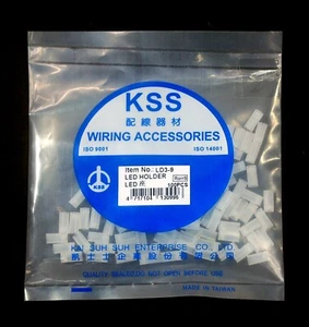 100pc 3mm 2pin LED Holder LD3-9 Size=9x4.2mm H = 9mm Nylon tube RoHS KSS Taiwan - Picture 1 of 4
