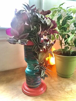 Уникальная синяя стеклянная банка с ручной росписью подставка для растений Sadona Sunset - Изображение 1 из 4